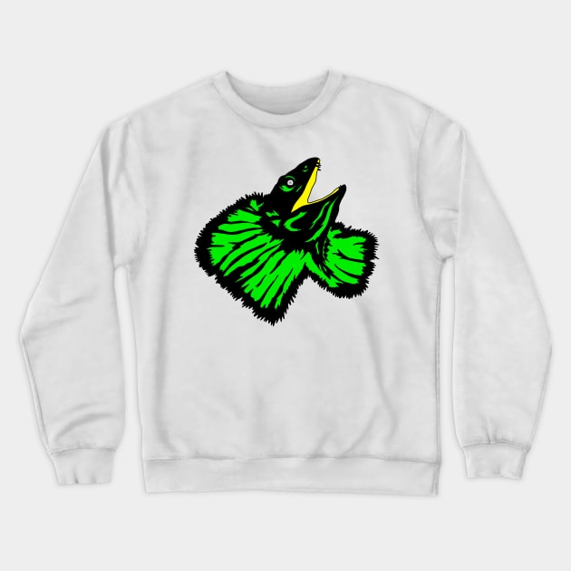 Neon Green Frilled-neck Lizard Crewneck Sweatshirt by H. R. Sinclair